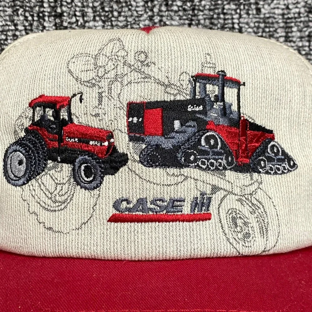 Vtg Case IH Quadtrac Tractor Snapback Hat FFA Supporter Cream Red Workwear Cap